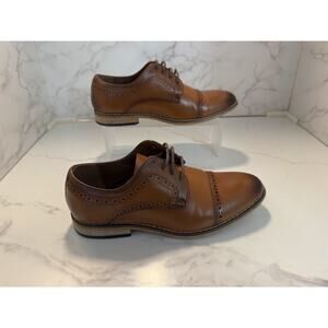 Stacy Adams Boys Brown Leather Cap Toe Oxford Dickinson Dress Shoes Size 3M, Pre
